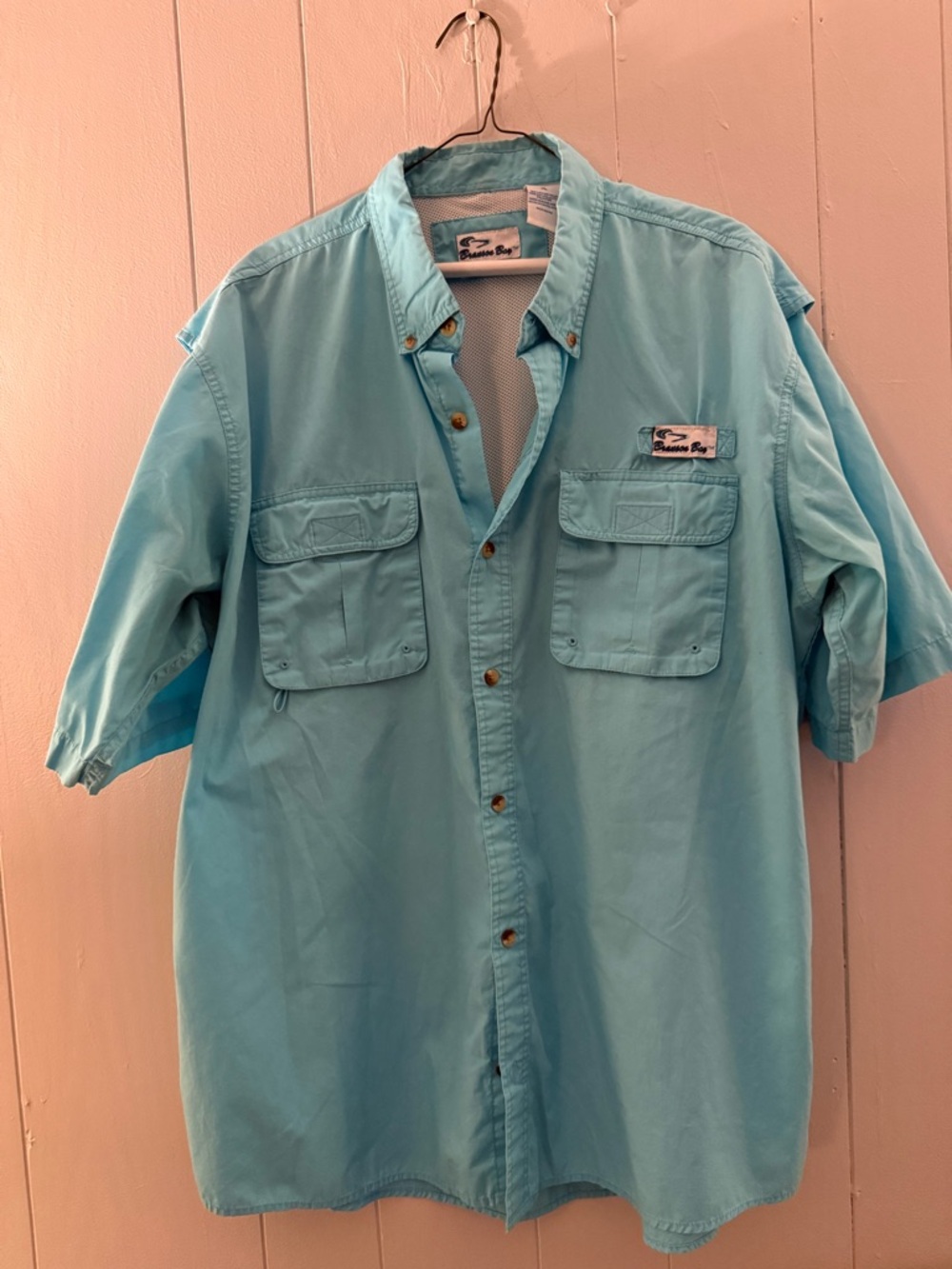 Branson Bay Light Blue Short-Sleeve Button-Down Fishing Shirt